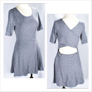 Open Back Gray Polka Dot Skater Dress Size Large Spring Summer